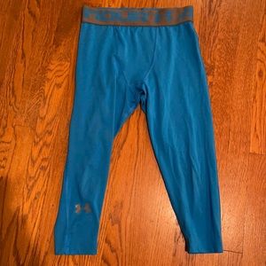 3/4 length men’s leggings / tights. Bright blue